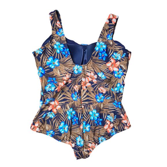 Lands End 1 Piece Swimsuit 26 Womens Plus Size Padded Floral Tropical Vacation - Picture 4 of 5